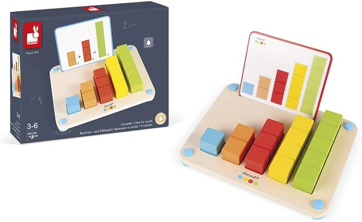 Janod - Essentiel - Zählen - Lernspiel aus Holz Babys und Kleinkinder - Zählen lernen - Farbe auf Wa
