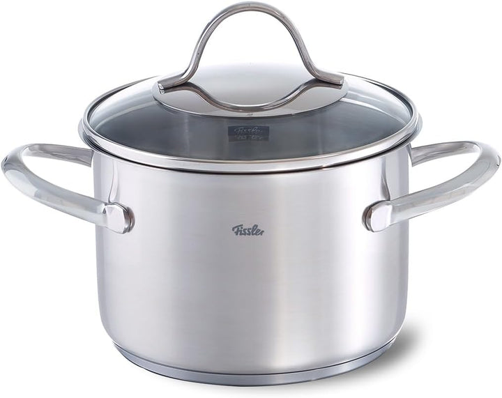 Fissler Palermo / Edelstahl-Topfset 5-teilig, Töpfe inkl. Glasdeckel (3 Kochtöpfe, 1 Bratentopf, 1 S