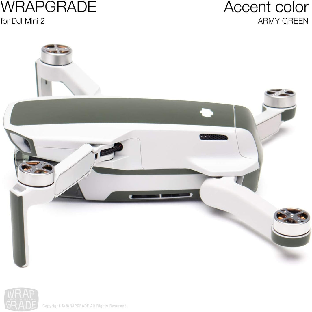 Wrapgrade Skin Sticker Set Kompatibel mit DJI Mini 2 | Akzentfarbe (ARMY GREEN), Army Green