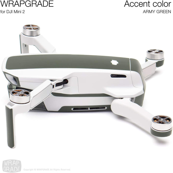 Wrapgrade Skin Sticker Set Kompatibel mit DJI Mini 2 | Akzentfarbe (ARMY GREEN), Army Green