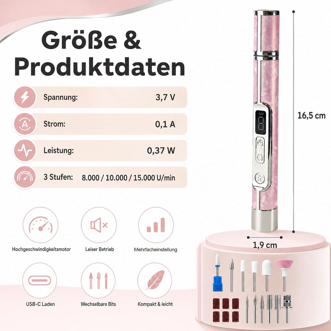 ZYNERY Kabelloser elektrischer Nagelfräser für dicke Zehennägel, 2-in-1 LCD Display Nagelfräser, 4 G