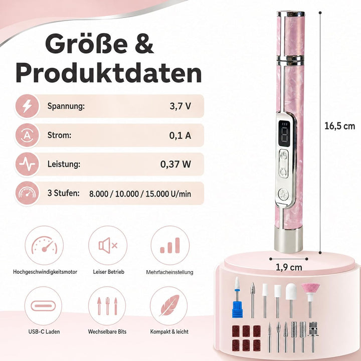 ZYNERY Kabelloser elektrischer Nagelfräser für dicke Zehennägel, 2-in-1 LCD Display Nagelfräser, 4 G