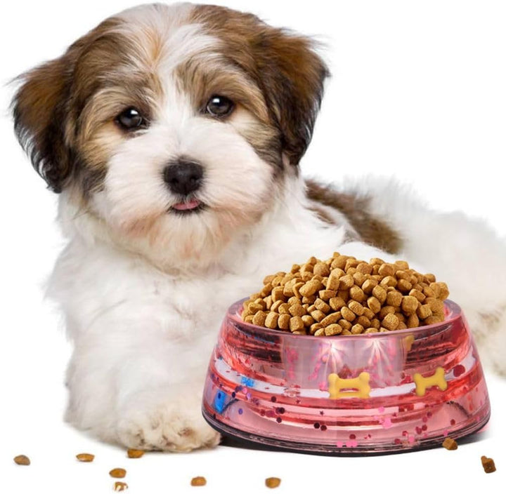 Napf Hund aus Acryl Grösse S rosa | Rutschfester Napf Hund mit Schneekugel-Effekt | Geeignet für kle