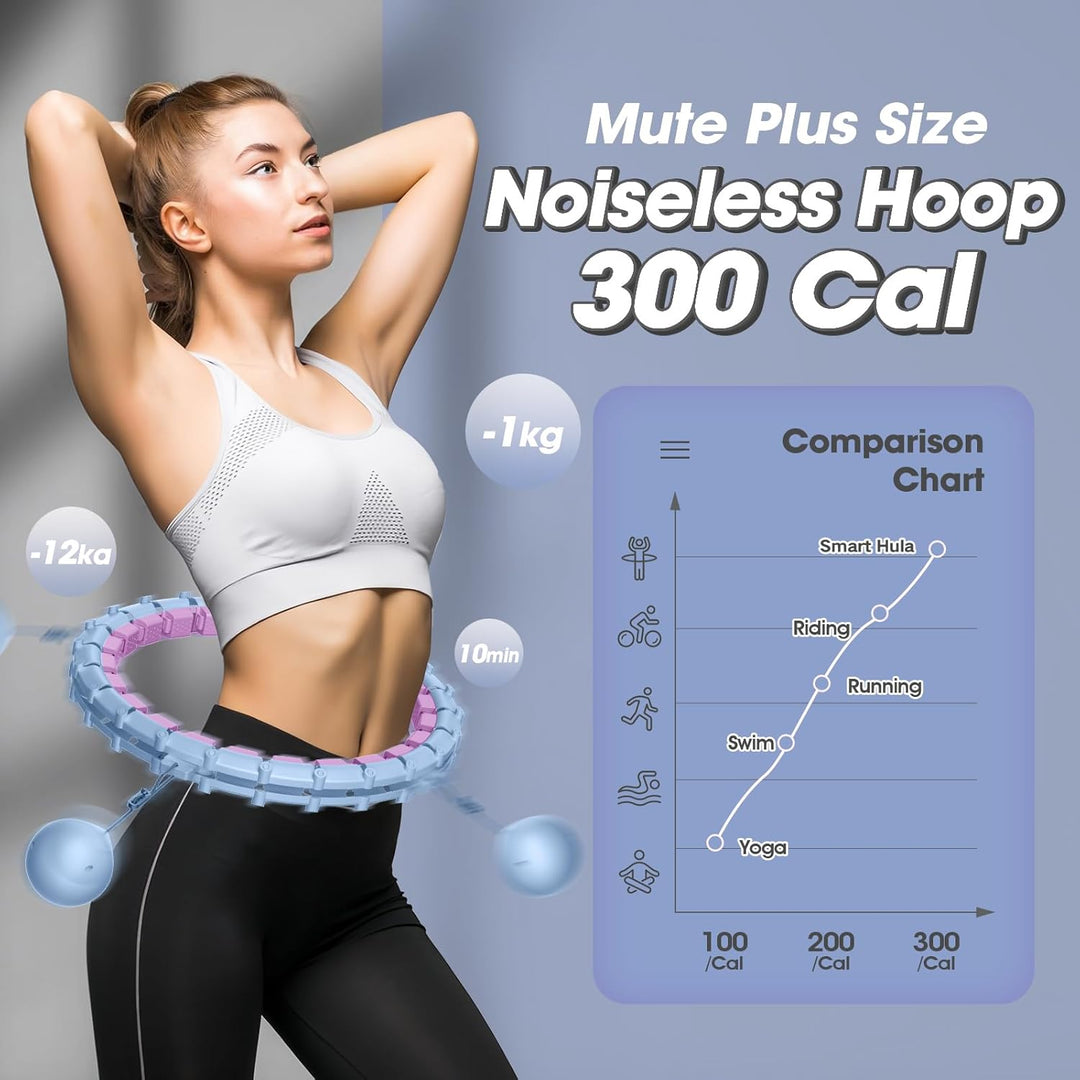 Smart Hoop Reifen Erwachsene mit Gewicht Kugel，32 Knoten Umfang (57-165cm) Abgebauter Fitnessreifenl