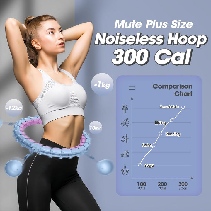 Smart Hoop Reifen Erwachsene mit Gewicht Kugel，32 Knoten Umfang (57-165cm) Abgebauter Fitnessreifenl