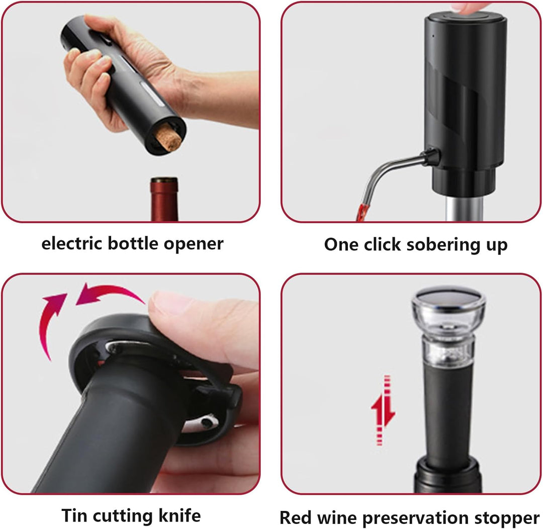 Elektrischer Korkenzieher Elektrischer Weinbelüfter Set 4-in-1 Weinset, Elektrischer Weinschrauber m