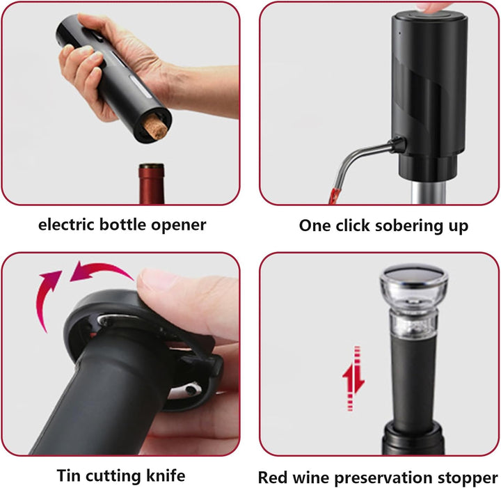 Elektrischer Korkenzieher Elektrischer Weinbelüfter Set 4-in-1 Weinset, Elektrischer Weinschrauber m