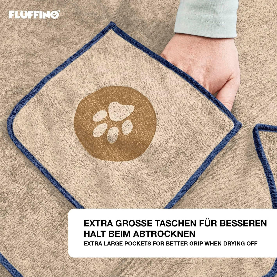 FLUFFINO® 2er Set Hundehandtuch 120 x 70 cm für mittelgrosse & grosse Hunde, extrem saugfähig & weic