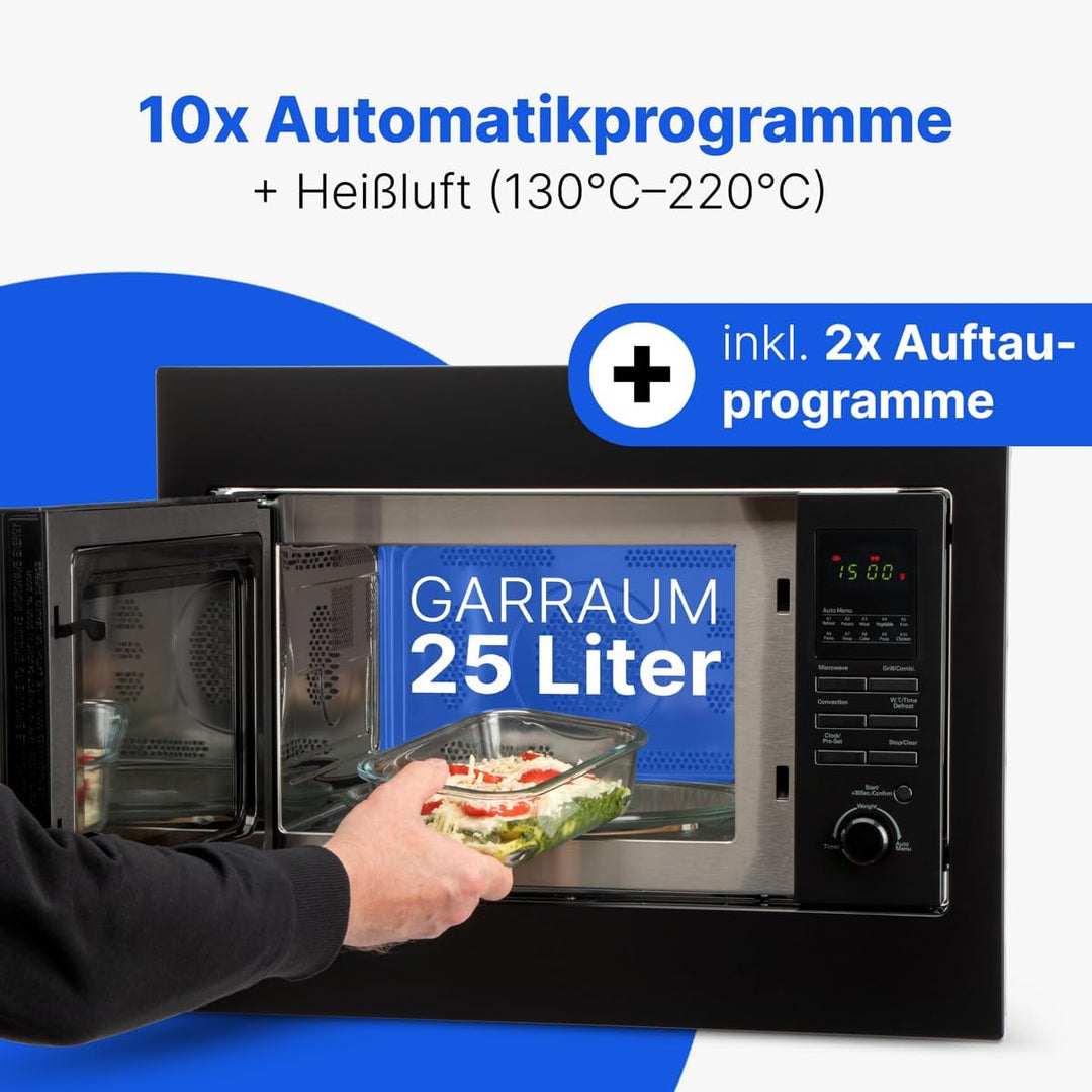 Bomann® Einbaumikrowelle mit Grill und Heissluft | 60cm | 900W Mikrowelle | 1100W Grill | 2500W Heis