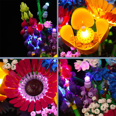 Led Licht Set für Lego Wildblumenstrauss-Set, Led Beleuchtungs Set für Lego Icons Wildflower Bouquet