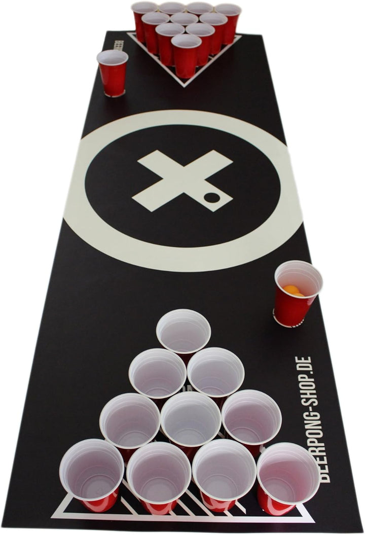 Beercup Bierpong Matte, Beer Pong Set für Erwachsene Partyspiele, Beerpong Tisch-Matte, Tischmatte f