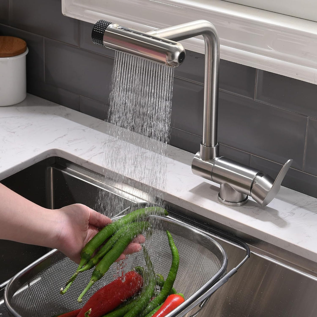 Vorfenster Küchenarmatur Klappbar,4 Wassersprühmodi, Hochdruck Wasserhahn Küche Vorfenster, Vorfenst