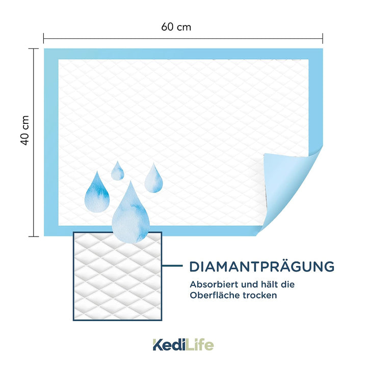 Einweg Wickelunterlagen für Babys - Absorbierend, Wasserdicht, Weiches Material - 60x40cm - 100 Stüc