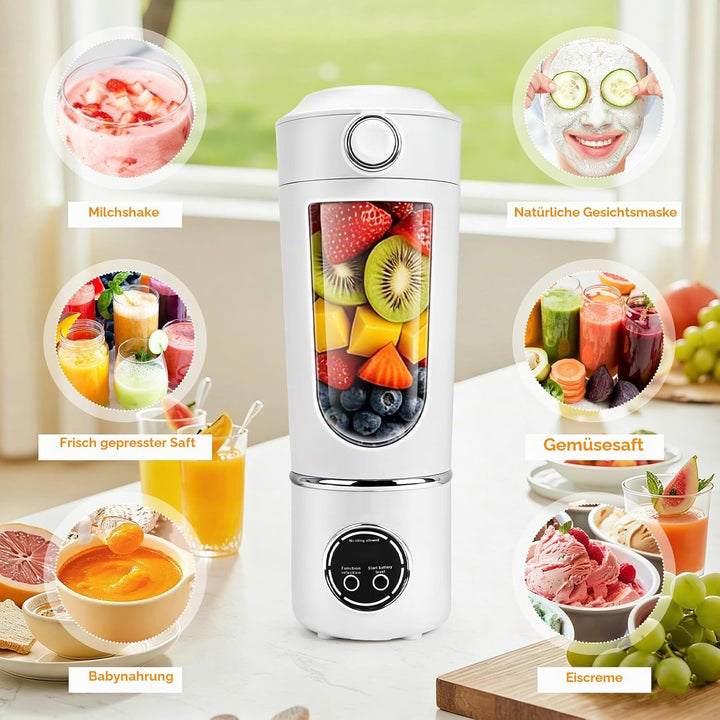Tragbarer Mixer/Blender/Smoothie Maker, 700 ml Maker to Go Mini-Standmixer mit 12-Klingen Edelstahl