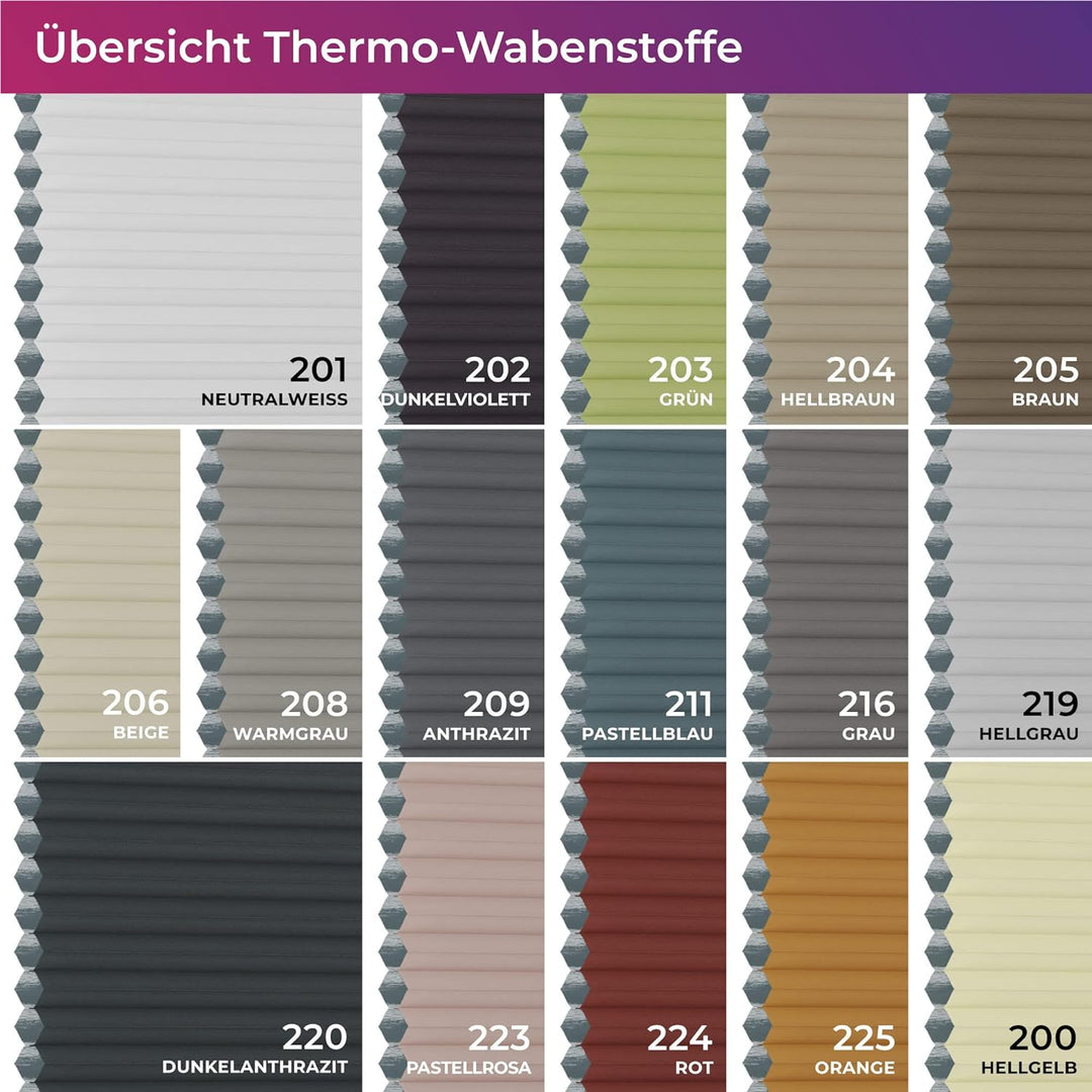 SchattenFreude Thermo-Waben-Plissee nach Mass für Fenster & Tür | Mit Klemmhaltern, Klemmfix | Black
