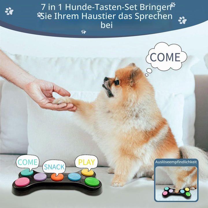 7 in 1 Hunde Button für Kommunikation,Hund sprechende Tasten mit 50-Aufklebern, Haustier-Tasten,Dog