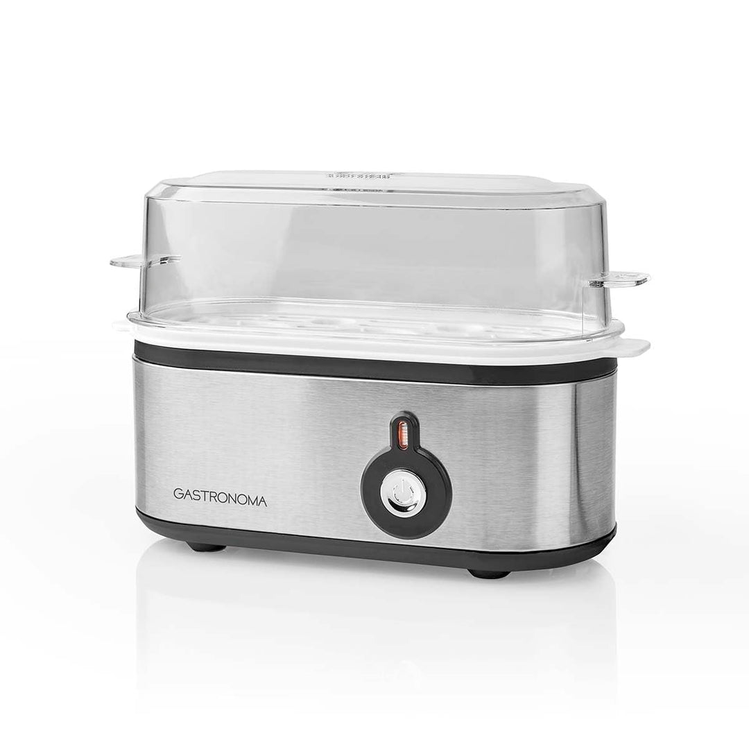 Gastronoma Eierkocher - Eierkocher 3 Eier - Egg Cooker mit Timer - Edelstahl - Silber Schwarz / Edel