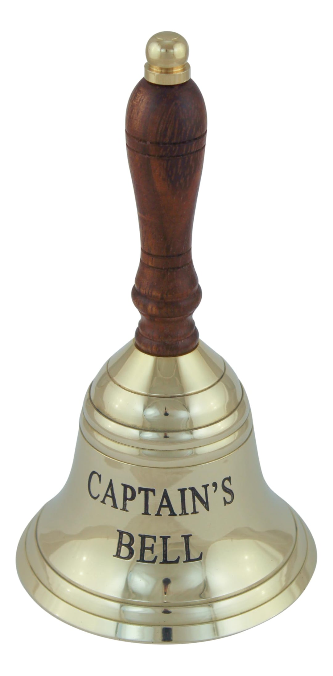 Handglocke Tischglocke Glocke Messing poliert Holzgriff 17cm Captain`s Bell