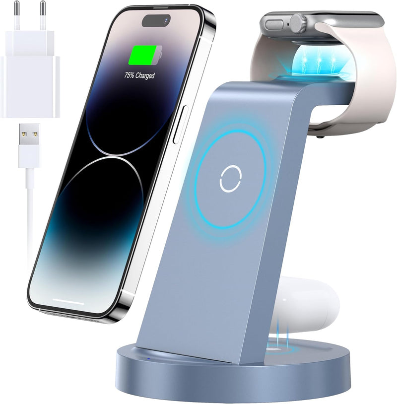 3 in 1 iPhone Ladestation Kabelloses Ladegerät für Apple - Wireless Charger für iPhone 16 15 14 13 1