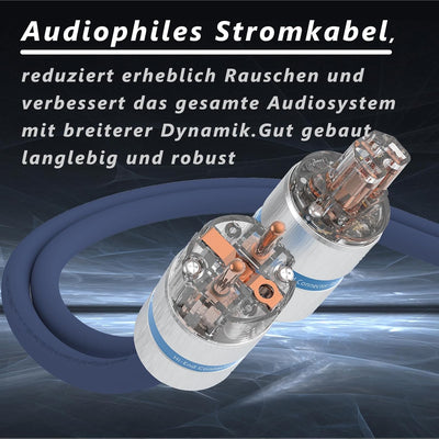 Monosaudio P902 Hi End Audiophil Netzkabel 2M Alufolie Abschirmung, 2 polig HiFi OFC Buchse Stromkab