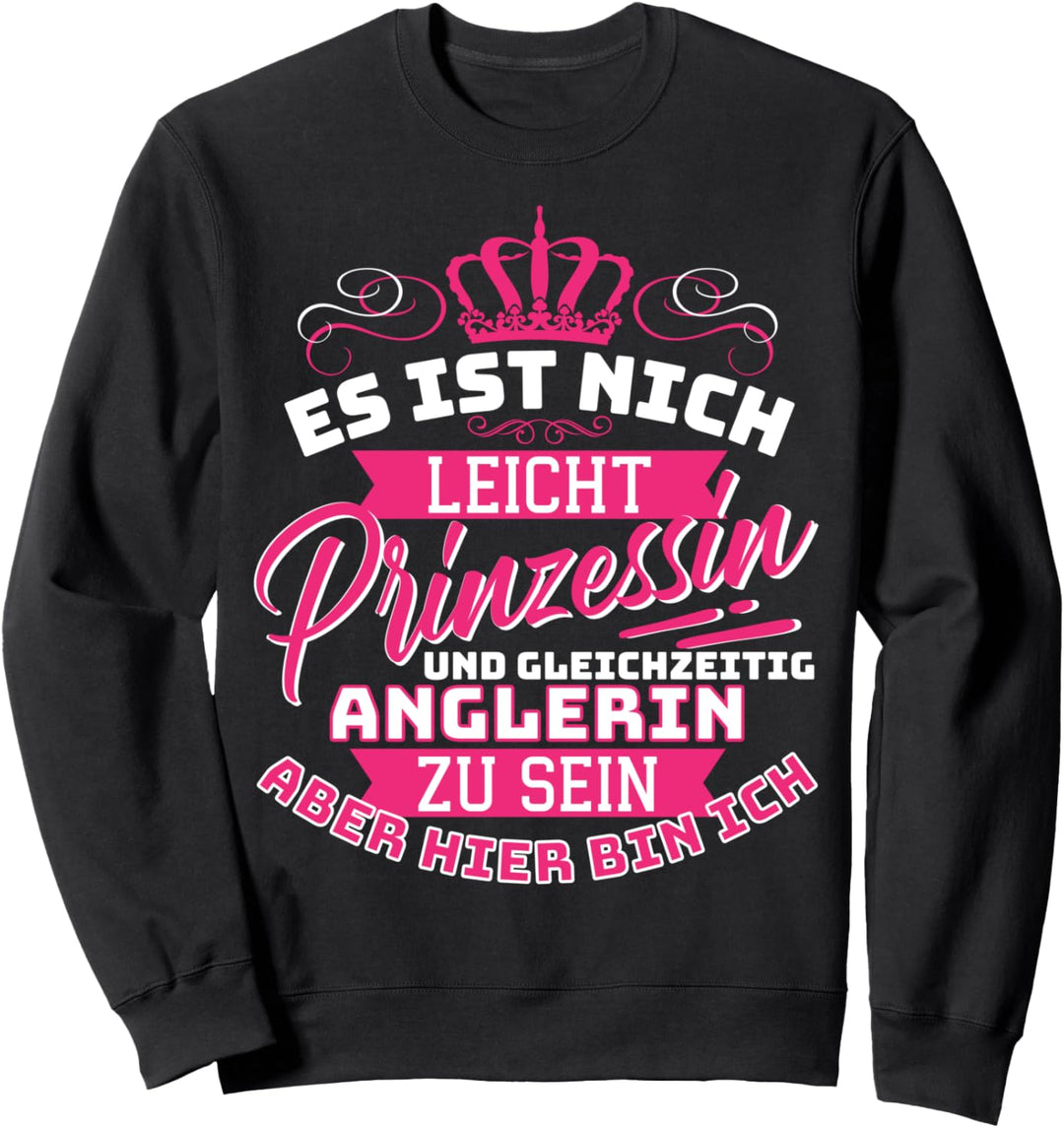Lustiges Prinzessin Mädchen Angel Angeln Fischen Anglerin Sweatshirt