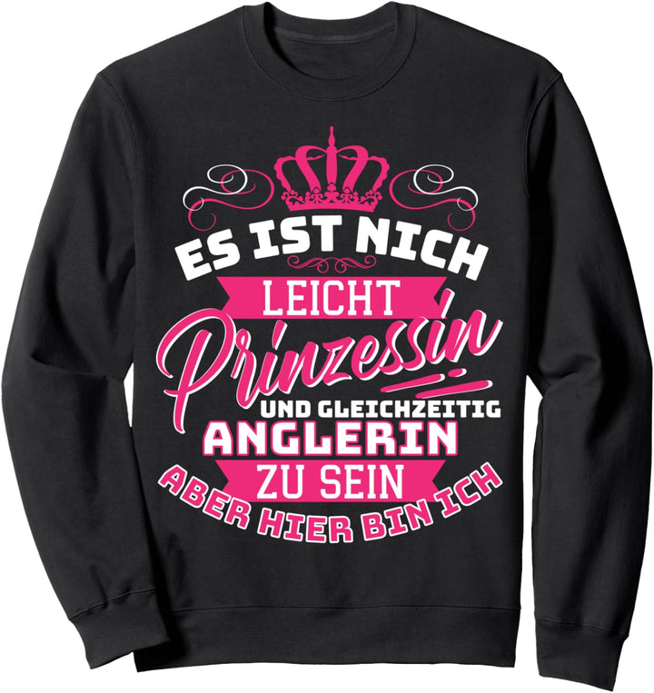 Lustiges Prinzessin Mädchen Angel Angeln Fischen Anglerin Sweatshirt