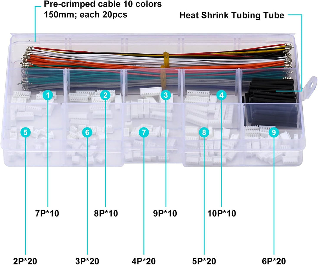 MX 1,25 mm SteckerSet und Premiumvorgekräuselte Kabel, kompatibel mit Molex PicoBlade für Pixhawk Fl