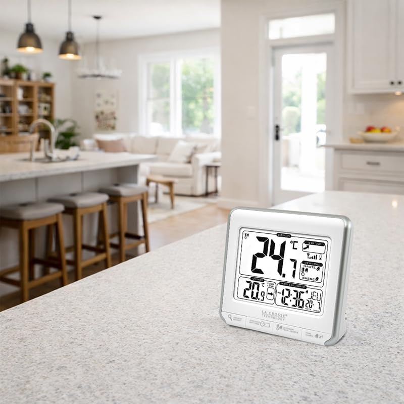 La Crosse Technology Wetterstation mit Warnsignal weiss / silberfarben, weiss / silberfarben