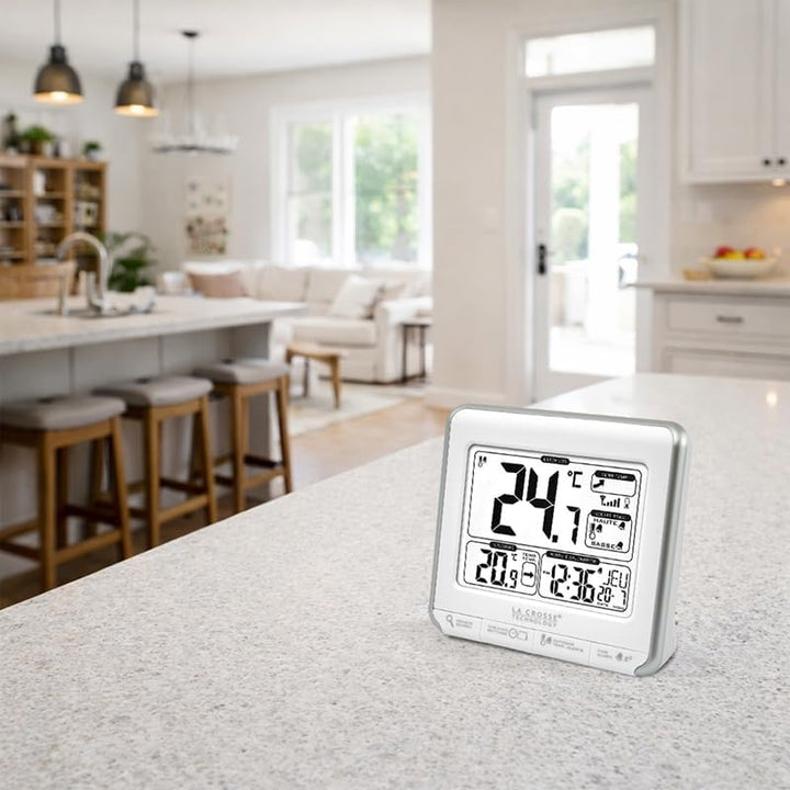 La Crosse Technology Wetterstation mit Warnsignal weiss / silberfarben, weiss / silberfarben