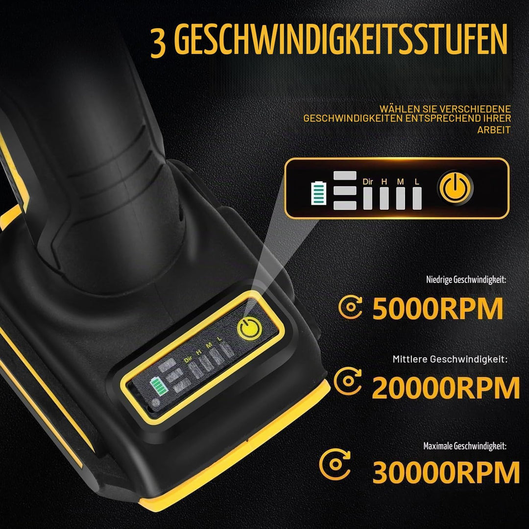Akku Winkelschleifer 125mm, 1500W Winkelschleifer Akku mit Bürstenloser Motor, 4 Drehzahlstufen, 300