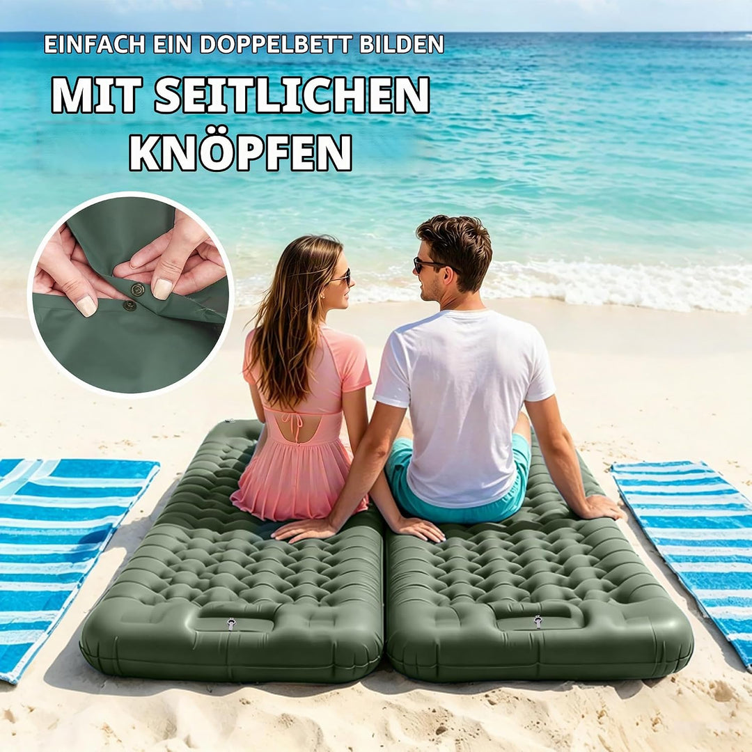 Aufblasbare Schlafmatte Extra Breit Extra Dick Campingmatte mit Fusspumpe Leicht und Robust für Outd