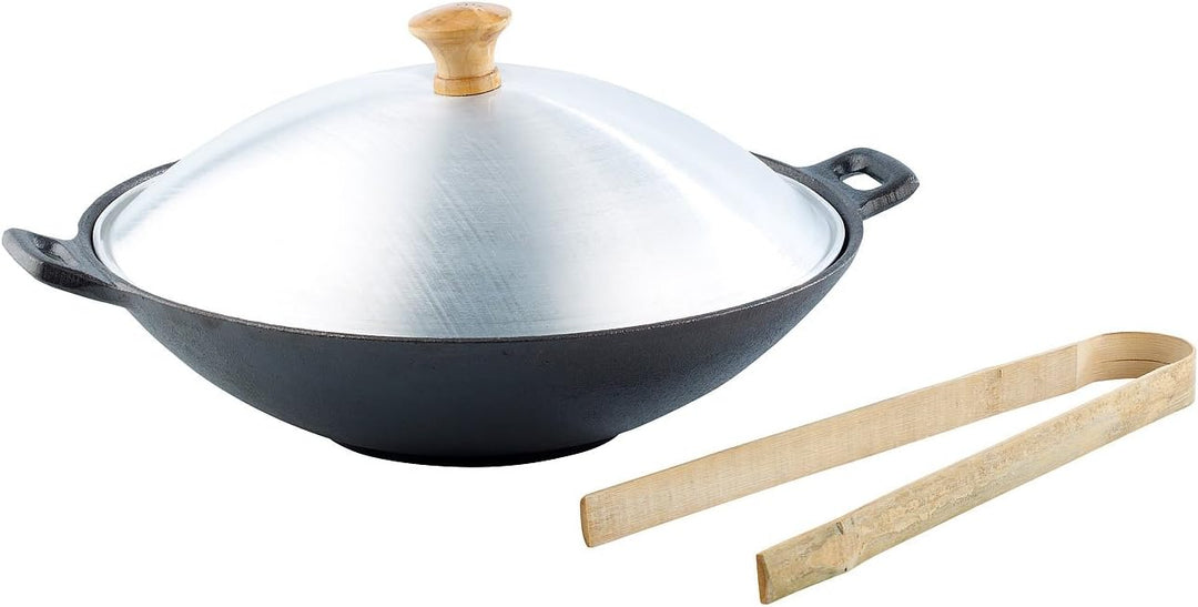 Tornwald-Schmiede Wok Induktion: Gusseisen Wok Set, 30cm (Wok Gusseisen Induktion, Eisenwok, Geschen
