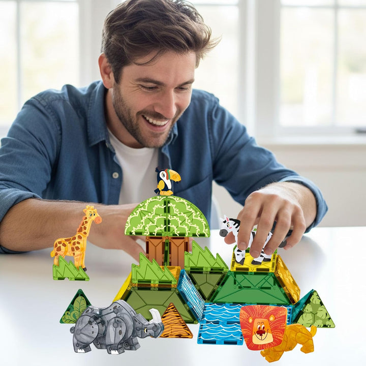 Magnetische Bausteine Set, 30 Stück Tier Magnet Tiles, Magnet Spiel, Dekoration für Zuhause Büro (Ba