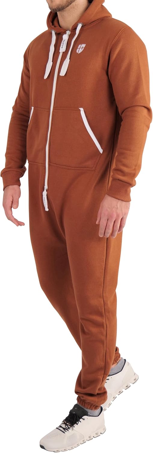 Gennadi Hoppe Herren Jumpsuit Onesie Jogger Einteiler Overall Slim Fit S Hellbraun (Camel), S Hellbr