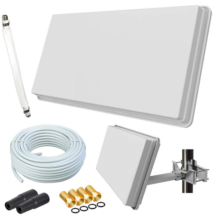 Selfsat H30D1+ Flachantenne Single mit Fensterhalterung + 10m Kabel Anschluss Set (1 Fensterdurchfüh