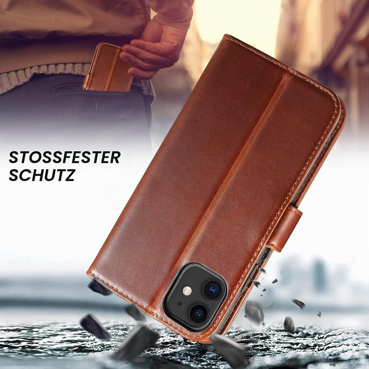 LENSUN Echtleder Hülle für iPhone 11, Handyhülle [Echtes Leder][Magnetverschluss][RFID Schutz] Handy
