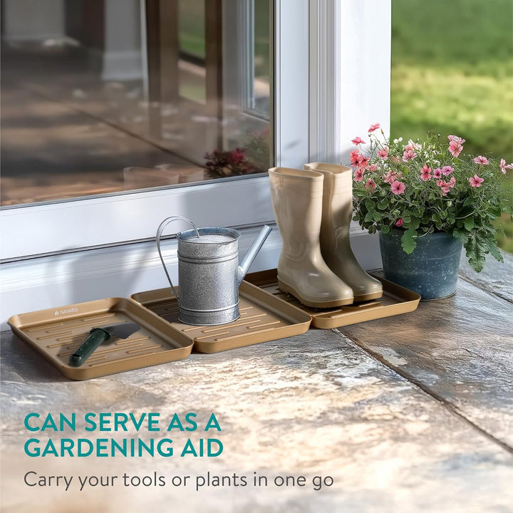 Navaris 3X Schuhabtropfschale Schuhmatte Ablage klein - Schuhablage 35x27x2,5cm mit erhöhtem Rand -