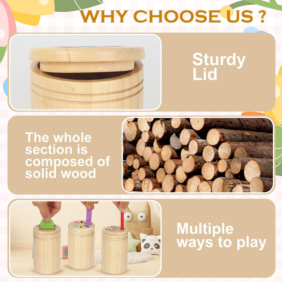 Montessori Spielzeug Ab 1 Jahr, Holz Farb Form Zuordnungsspiele, 3 in 1 Holzspielzeug, Farb und Form