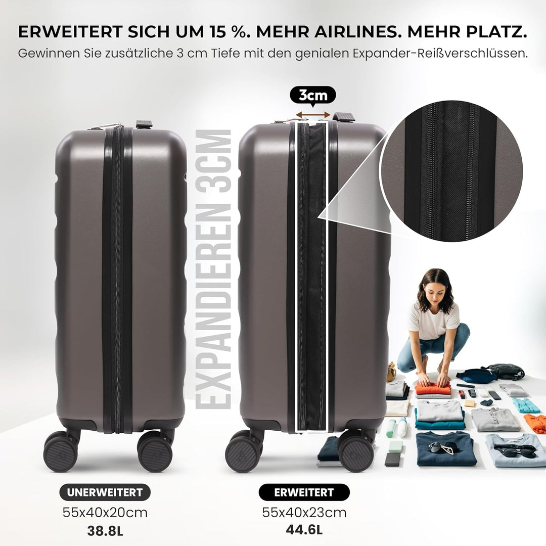 Aerolite Erweiterbar 55x40x20cm auf 55x40x23 cm Lufthansa Eurowings Condor Wizz Air Priorität und me