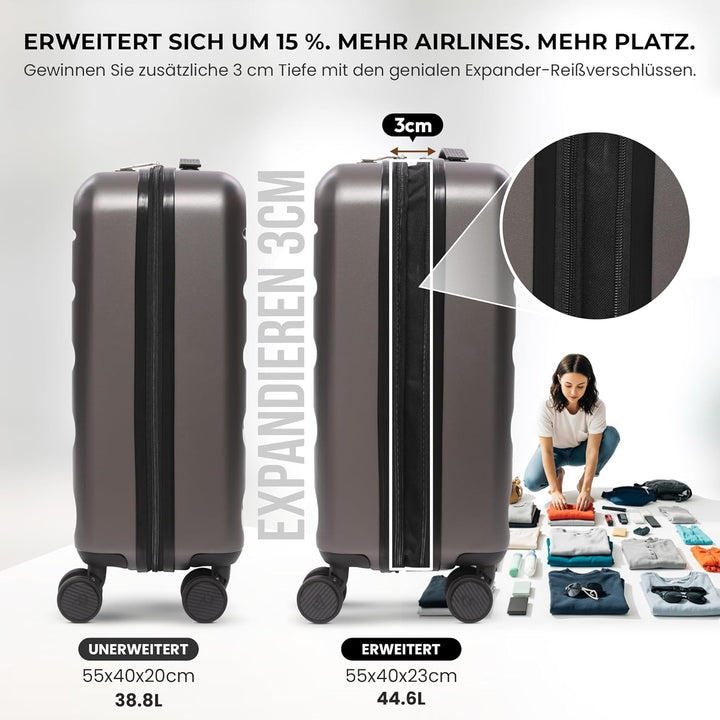 Aerolite Erweiterbar 55x40x20cm auf 55x40x23 cm Lufthansa Eurowings Condor Wizz Air Priorität und me