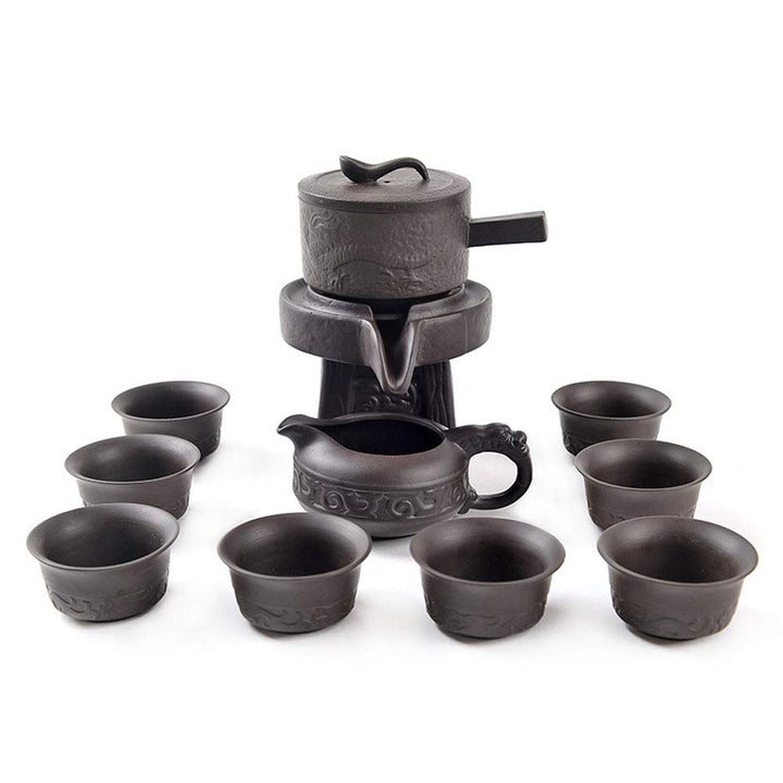 Chinesisches Gongfu-Tee-Geschenk-Set, automatisches Steinmühlen-Design, handgefertigte Keramik-Teeka