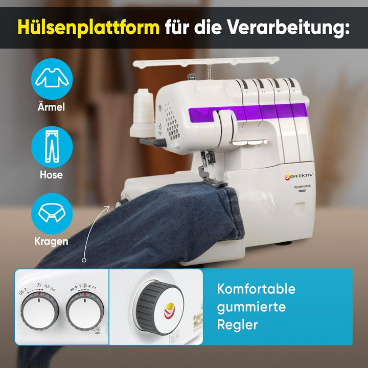 Triumphator 1800X Overlocker, Overlock-Nähmaschine, 2/3/4 Faden mit Differential, Vollmetallgestell,