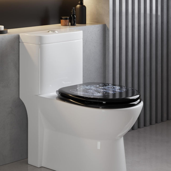 WOLTU #2 Premium WC-Sitz Toilettensitz mit Absenkautomatik, MDF Holzkern, Softclose Scharnier, Desgi