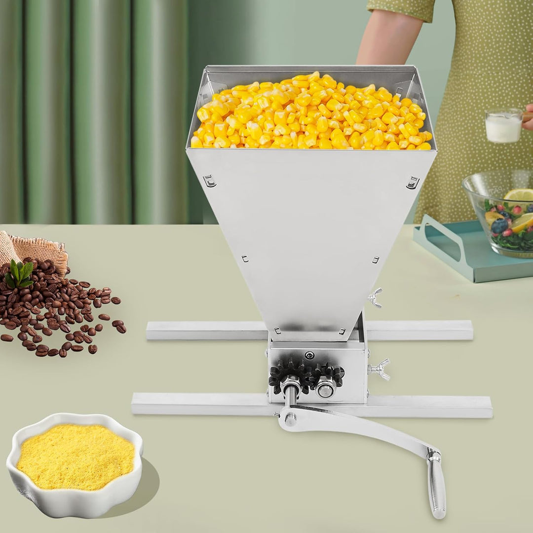 4L Malzmühle Einstellbarer Rollenabstand Getreidemühle Handgekurbelte und Elektrische Bohrmaschine V