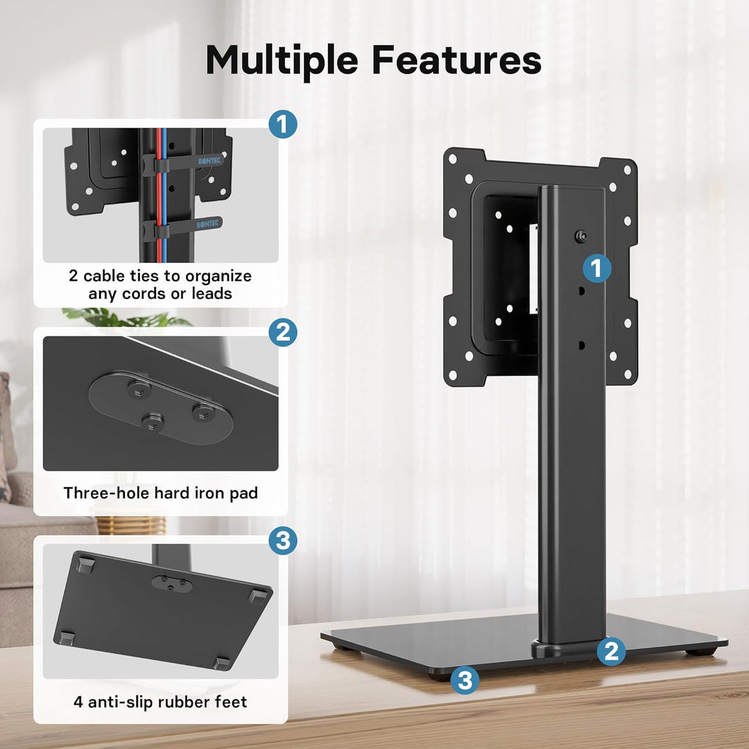 BONTEC TV Standfuss Monitor Standfuss für 17-43 Zoll LCD LED OLED Plasma Flach &amp; Curved Fernseher &amp;
