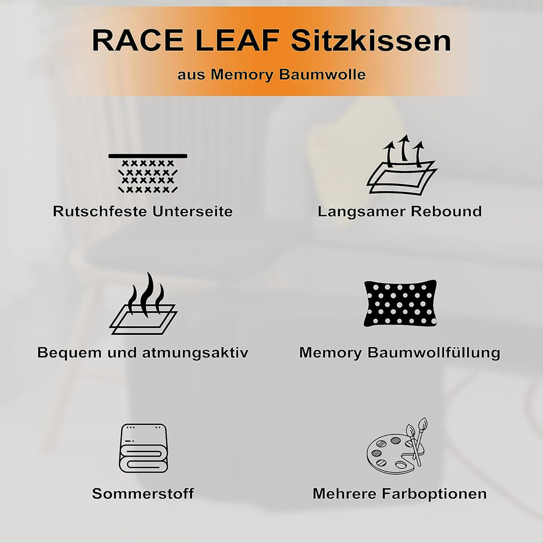 RACE LEAF Vierer-Set 40.5x40.5cm Memory Foam Slow Rebound Sitzkissen Indoor Household Sitzkissen was