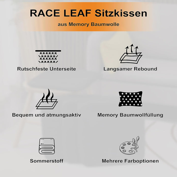 RACE LEAF Vierer-Set 40.5x40.5cm Memory Foam Slow Rebound Sitzkissen Indoor Household Sitzkissen was