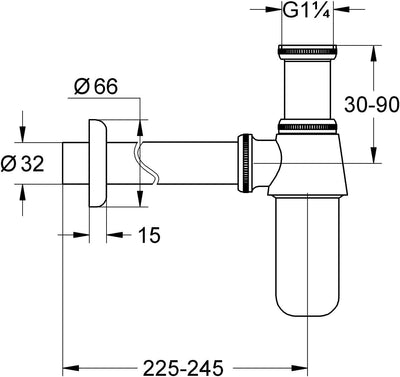 GROHE Geruchsverschluss 1 1/4″ (Wandanschluss, für Waschtische, Schubrosette, langlebig), chrom, 289