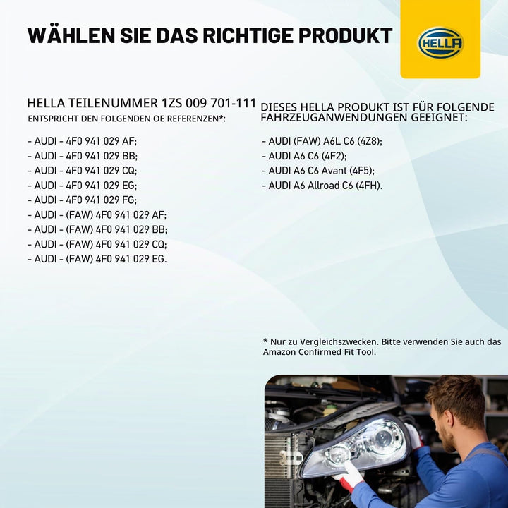 HELLA 1ZS 009 701-111 Bi-Xenon-Hauptscheinwerfer - links - für u.a. Audi A6 Avant (4F5, C6) Links (F