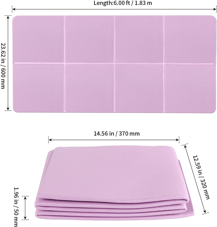 Faltbare Yogamatte, 183x60x0,6cm TPE Doppelseitig Rutschfest Trainingsmatte mit Tragetasche, Fitness
